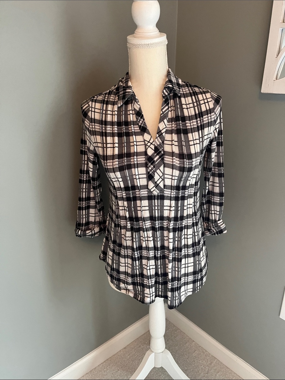 Westport Black and White Plaid Button-Front Tunic